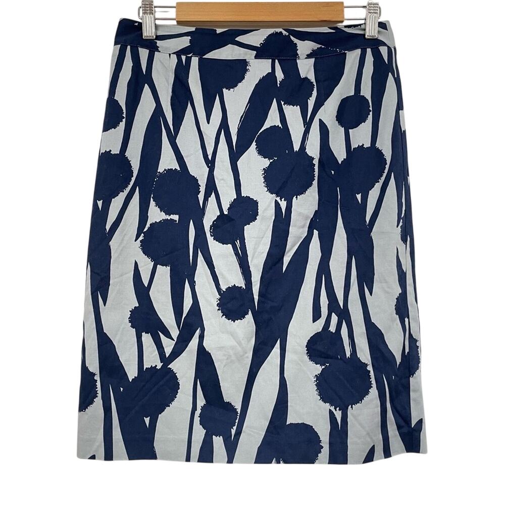 Boden Blue Floral Print Mini Pencil Skirt Women's 6 Knee Length Modest Career